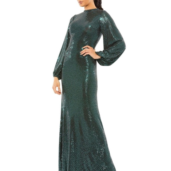 Mac Duggal 26576 Long Sleeve Formal Blouson Dress - Picture 3 of 5